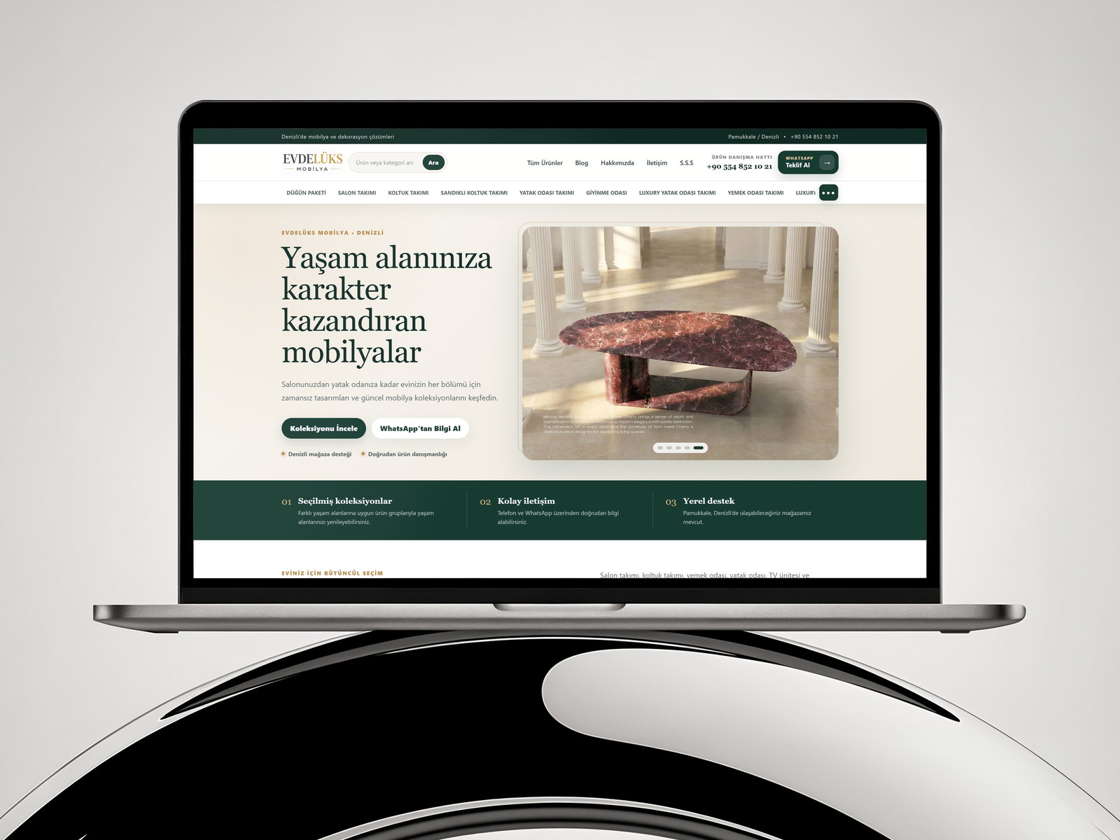 Evdelüks Mobilya web sitesi ekran görüntüsü
